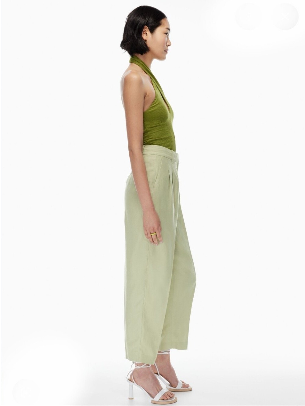 Wilfred Women's Pastel Sage Green Linen Pleated high rise Trouser pants size 8